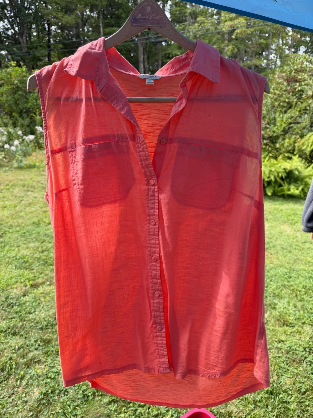 Sonoma Coral Sleeveless Button-Down Shirt
